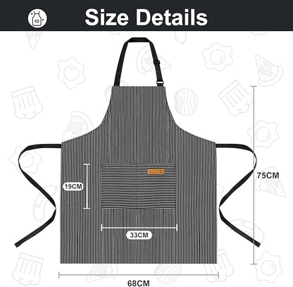 VALOME 2 Pack Kitchen Aprons, Apron for Cooking with 2 Pockets, Unisex Adjustable Neck Strap Chef Aprons for Men Women - Image 2