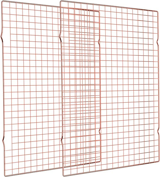 Briout Cooling Rack for Baking, 2-Pack 16x10 Inches Baking Rack, Thick Wire Cookie Rack for Cooking, Roasting, Grilling, Drying, Oven Safe, Fits Half Sheet Pan, Rose Gold by Briout