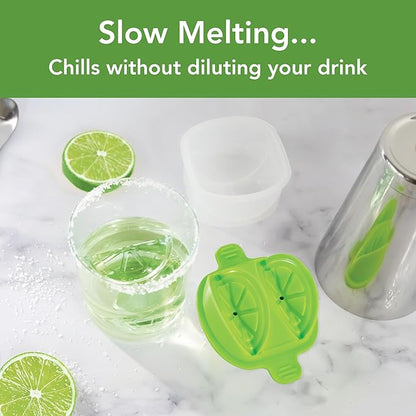 Tovolo Lime Wedge Ice Mold 2 Pack Fun Cocktail Ice Molds for Whiskey, Fruit Ice Wedge Mold Perfect for Cocktails Mocktails Summer Lemonade, Slow Melting BPA Free Silicone Ice Wedge Molds Lime Green - Image 2