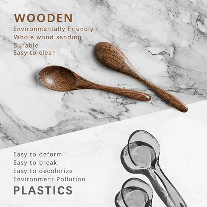 2 PCS Small Wooden Spoons, 5.8 Inch Honey Spoons for Tea, Padauk Wooden Honey Teaspoon for Coffee, Little Tiny Wood Spoons, Bamboo Table Spoon for stirring, Wooden Spoons for Utensils Set - Image 3