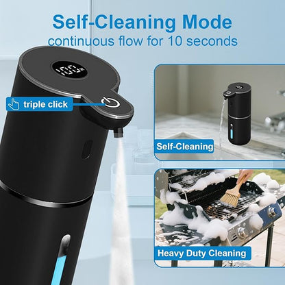 OHIFAST 2 Pack Automatic Foaming Soap Dispenser Touchless, USB Rechargeable Smart Hand Soap Dispenser, 6-Level Adjustable, 12.8oz/380mL, Compatible with Thick Thin Dish Soap for Bathroom Kitchen-Black - Image 5