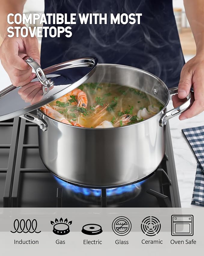 Cooks Standard 18/10 Stainless Steel Stockpot 6-Quart, Classic Deep Cooking Pot Canning Cookware Dutch Oven Casserole with Stainless Steel Lid, Silver - Image 4