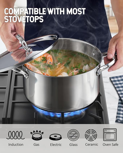 Cooks Standard 18/10 Stainless Steel Stockpot 6-Quart, Classic Deep Cooking Pot Canning Cookware Dutch Oven Casserole with Stainless Steel Lid, Silver - Image 4