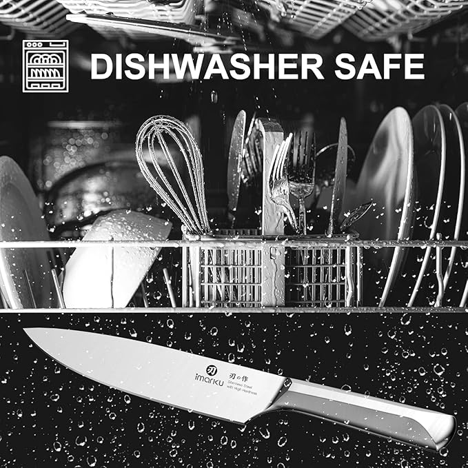 imarku Knife Set, 16Pcs Japanese Knife Set with Block & Built-in Sharpener, High Carbon Stainless Steel Kitchen Knives, Non-Slip Ergonomic Handle, Dishwasher Safe, Home Essentials Perfect for Gifts - Image 4