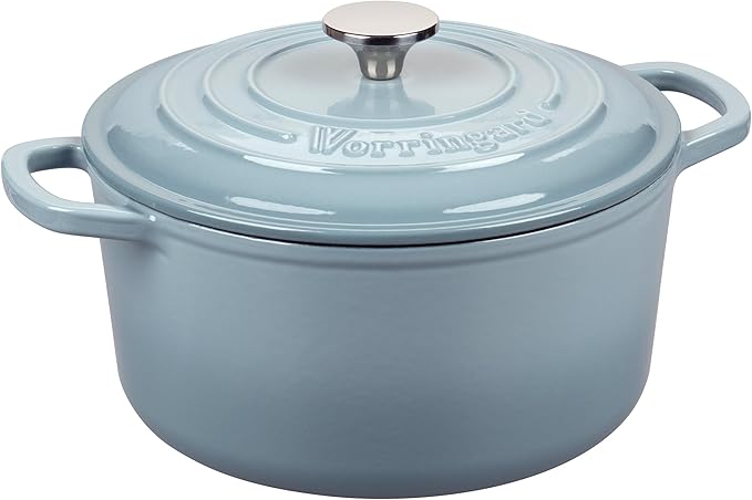 VORRINGARD Enameled Cast Iron Dutch Oven Pot with Lid, for Sourdough Bread Baking, Round Dutch Ovens, 6 Quart, Sea Salt - Image 6