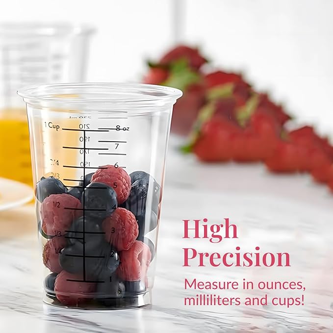 Prestee 50 Disposable Measuring Cups 8 oz - Plastic Paint Measuring Cups and Disposable Mixing Cups for Epoxy Resin - Versatile, Clear Measurement for Wet and Dry Ingredients for Baking and Crafting - Image 6