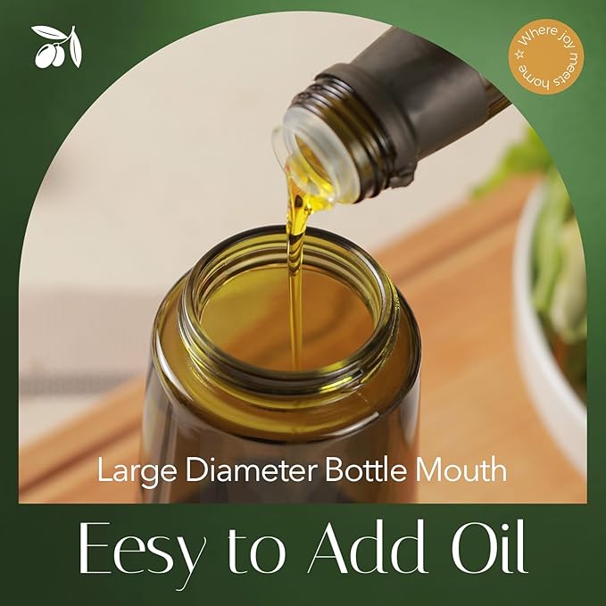 YARRAMATE 16oz/470ml Light-Blocking Dark Oil Sprayer for Cooking, 2 in 1 Olive Oil Dispenser Bottle for Kitchen, Dark Green Glass Oil Bottle, Food-Grade Oil Mister for Air Fryer, BBQ (PeachPink) - Image 7