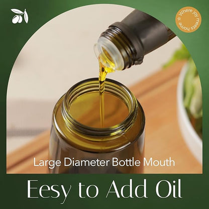 YARRAMATE 16oz/470ml Light-Blocking Dark Oil Sprayer for Cooking, 2 in 1 Olive Oil Dispenser Bottle for Kitchen, Dark Green Glass Oil Bottle, Food-Grade Oil Mister for Air Fryer, BBQ (PeachPink) - Image 7
