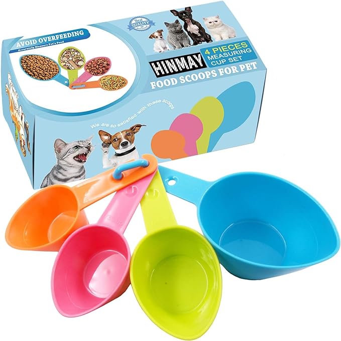 HINMAY Pet Food Scoops Plastic Measuring Cups Set for Dog Cat and Bird Food (Random Color) by HINMAY