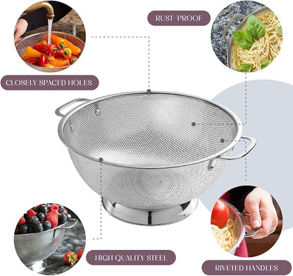 Bellemain Colander for Kitchen – 5 Qt Stainless Steel Strainer with Handle - 18/8 Pasta Strainer Bowl for Pasta, Spaghetti, Vegetables, Fruit, and Pot Draining - Stainless Steel Colander - Image 6