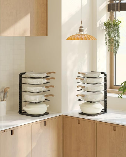 Pots and Pans Organizer under Cabinet, 5 Adjustable Tiers Heavy-Duty Pan Pot Organizer with 16.5" Height, Holds 55 LB - Cast Iron Skillets, Griddles, Shallow Cookware - Image 7