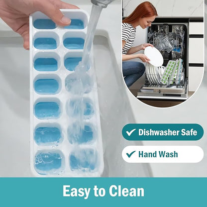 Ice Cube Trays for Freezer – 5 Pack 70 Cubes Total, Reinforced Snap Lids That Stay Closed, Silicone Push-Release Bottom, BPA-Free, Stackable & Spill-Proof – Perfect for Parties, Home Bar & Daily Use - Image 5