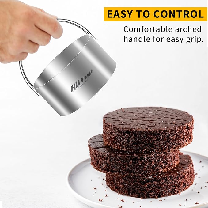 ALLTOP Round Biscuit Cutters with Handle, Stainless Steel Baking Essential Tool for Effortless Circle Cookie Shaping,Pastry,Cake Decoration Creation–Precise Cut for Dumpling,Scone, Donut-5 Pcs - Image 2