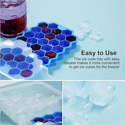 Ice Cube Trays for Freezer with Lid-37 Grid 4pcs Multicolor Silicone Ice Cube Tray with Lid for Small Ice Cube Molds,Easy-Release Reusable Ice Cube in Ice Bucket for Iced Coffee Cup - Image 4