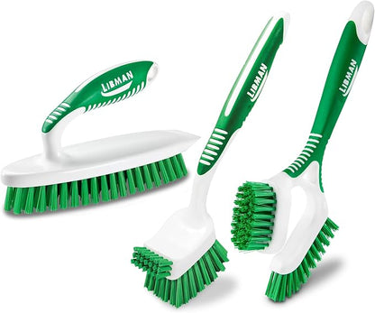 Libman Heavy Duty Scrub Brush Kit | Cleaning Brushes for Household Use | Tub Scrubber | Easy Grip Scrub Brush | Big Job Kitchen Brush | Dual Sided Tile & Grout Brush | 3 Different Brushes Included by TheLibmanCompany