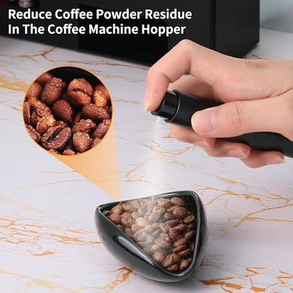 Coffee Bean Dosing Cup and Spray Bottle Kit - Ceramic Single Dosing Tray,Static Reducing Spray (Black)