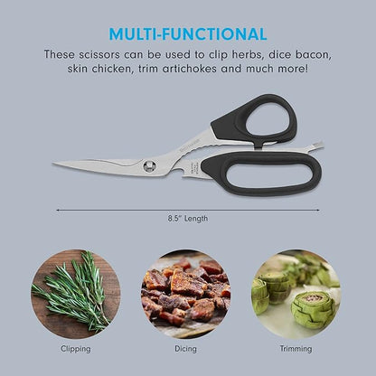Messermeister 8.5-Inch Take-Apart Utility Shears, Black - Includes Screwdriver, Nut Cracker, Jar Lid Opener/Gripper, Bottle Opener & Bone + Twig Cutter - Suitable for Right-Handed Users - Image 3