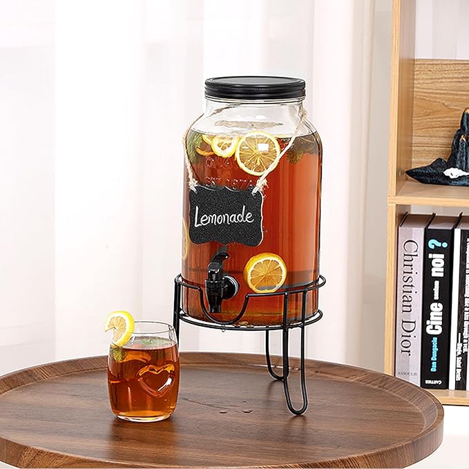 1.5 Gallon Glass Drink Dispensers for Parties, Ice Beverage Dispensers with Stand, Glass Water Dispenser with Spigot, Laundry Detergent Dispenser, Lemonade Dispenser - Image 7
