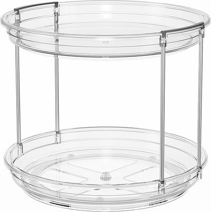 LAMU 2 Tier Lazy Susan Turntable Organizer 9.25'' Rotating Spice Rack Organization for Cabinet, Kitchen, Pantry, Countertop, Bathroom, Vanity, Medicine Cabinet Organizer, Clear - Image 9