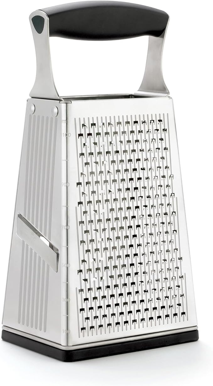 Cuisipro Stainless Steel Cheese Grater with Handle, 4 Sided Box Grater for Kitchen, Ginger Grater Dishwasher Safe, Fruit and Vegetables Slicer, Cheese Shredder for Potato, Chocolate, Parmesan, Ginger - Image 2