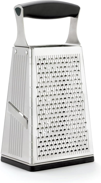 Cuisipro Stainless Steel Cheese Grater with Handle, 4 Sided Box Grater for Kitchen, Ginger Grater Dishwasher Safe, Fruit and Vegetables Slicer, Cheese Shredder for Potato, Chocolate, Parmesan, Ginger - Image 2