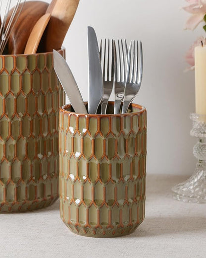Utensil Holder, 7.5"+5.3" Ceramic Kitchen Utensil Holder for Countertop, Large Cooking Utensil Crock for Kitchen Counter, Set of 2, Green - Image 8