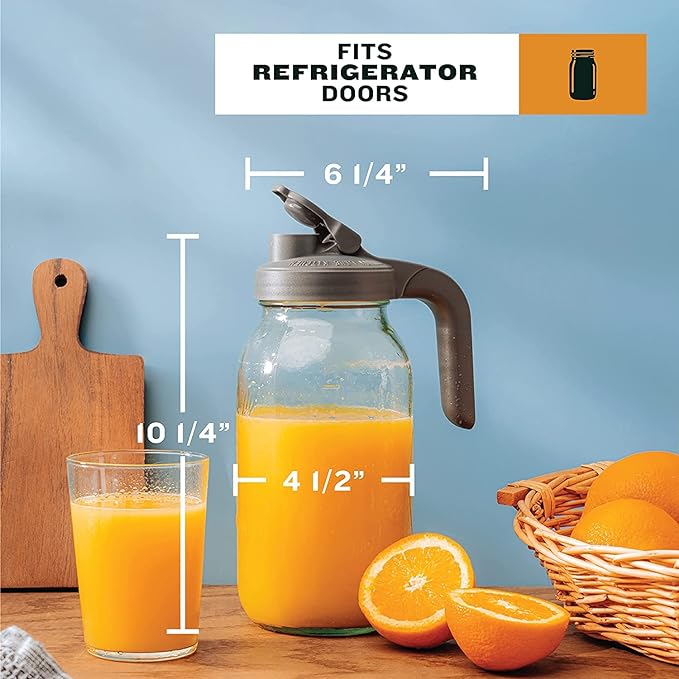 County Line Kitchen Glass Mason Jar Pitcher with Lid - Wide Mouth, 2 Quart (64 oz) - Heavy Duty, Leak Proof - Sun & Iced Tea Pitcher, Cold Brew Coffee, Breast Milk Storage, Water - Sky Blue - Image 6