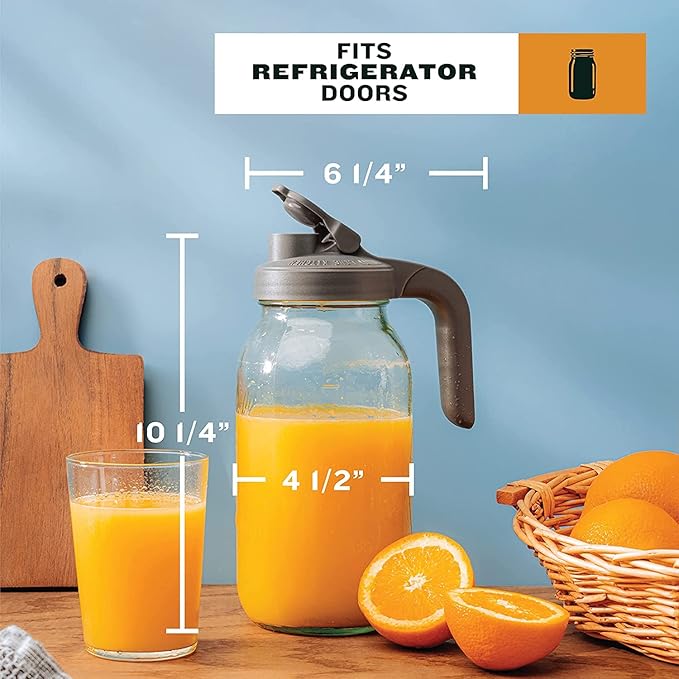 County Line Kitchen Glass Mason Jar Pitcher with Lid - Wide Mouth, 2 Quart (64 oz) - Heavy Duty, Leak Proof - Sun & Iced Tea Pitcher, Cold Brew Coffee, Breast Milk Storage, Water - Gray - Image 5