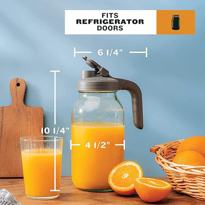 County Line Kitchen Glass Mason Jar Pitcher with Lid - Wide Mouth, 2 Quart (64 oz) - Heavy Duty, Leak Proof - Sun & Iced Tea Pitcher, Cold Brew Coffee, Breast Milk Storage, Water - Gray - Image 5