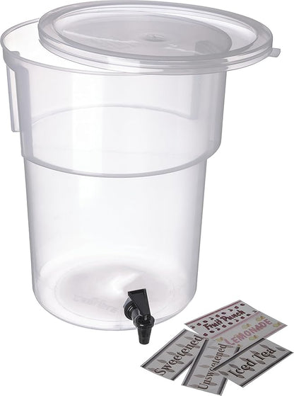 Carlisle FoodService Products Round Beverage Dispenser Drink Dispenser with Spigot for Catering, Plastic, 5 Gallons, Clear by CarlisleFoodServiceProducts