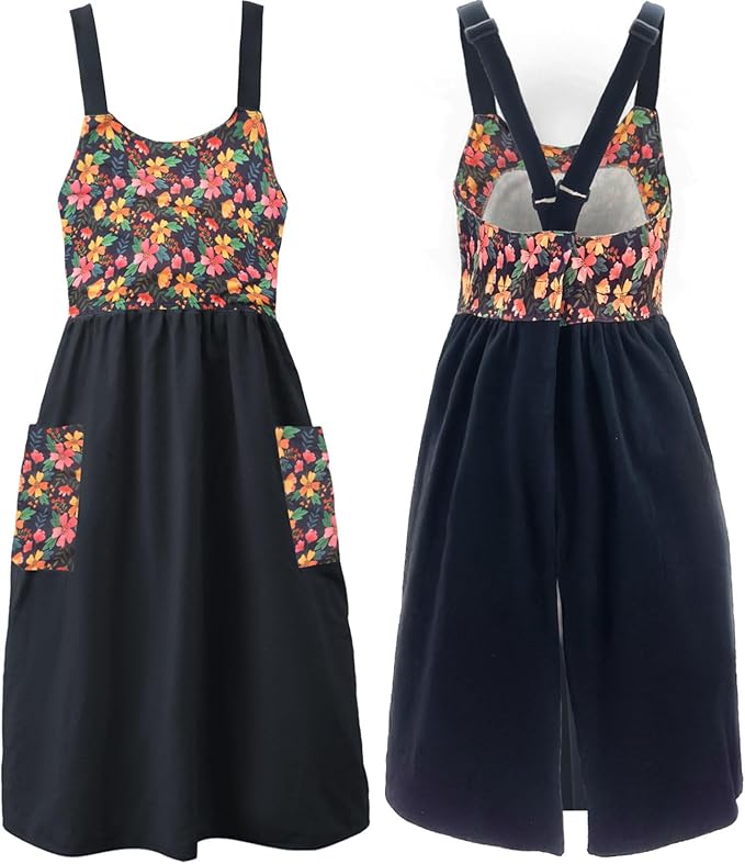 Uaussi Cotton Linen Apron Cross Back Work Apron for Women with Pockets Pinafore Dress X Cross Halter Apron for Chef Gardening by Uaussi