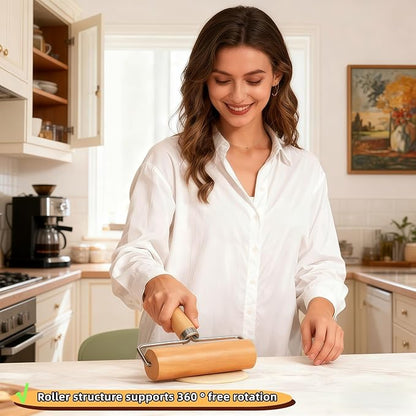 Wooden Rolling Pin Set - Non-Stick Pizza & Dough Roller, Ergonomic Bakery Tool for Cookies, Pie, Bread Dough | Heavy Duty, Easy Clean, Compact Storage | Kitchen Gadget Essential - Image 3