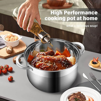 10 Quart soup Pot with Glass Lid, Premium Food-Grade Stainless Steel Stock Pot, Large Pot for Cooking Stew, Chili & Canning, All-Stove & Induction Cookware, Dishwasher & Oven Safe - Image 6