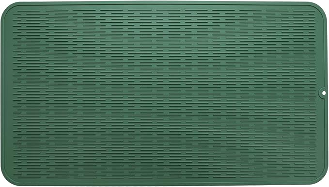 MicoYang Silicone Dish Drying Mat for Multiple Usage,Easy clean,Eco-friendly,Heat-resistant Silicone Mat for Kitchen Counter or Sink,Refrigerator or Drawer Liner Green 4XL 32 inches x 18 inches by MicoYang