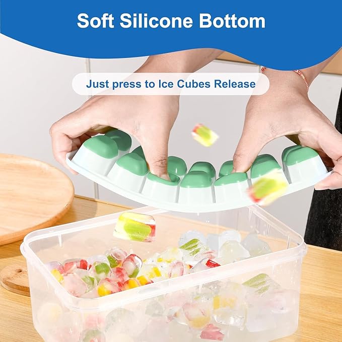 Ice Cube Tray, Ice Cube Trays for Freezer 5 Pack with Lid and Bin, Ice Tray Easy-Release, Ice Trays for Freezer Stackable, Silicone Ice Cube Tray for Drinks, Coffee - BPA-Free and Odor-Free - Image 3