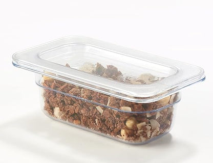 CURTA 6 Pack NSF 1/9 Size Food Pan Cover, Clear Polycarbonate Lidfor Commercial Food Pan, Dishwasher & Freezer Safe Plastic Clear