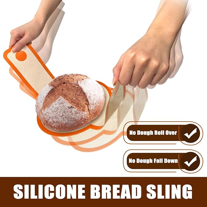 Silicone Bread Sling for Dutch Oven, Non-Stick & Easy to Clean Baking Mat Set, 2 Pcs Reusable Bread Sling for Sourdough Tools ＆ Accessories - Image 5