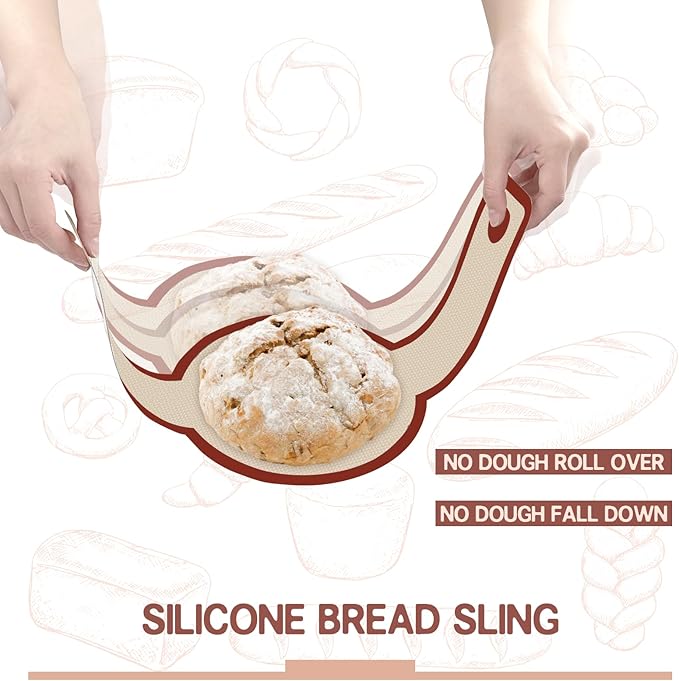 Silicone Bread Sling for Dutch Oven, 2 PCS Non-Stick & Easy Clean Reusable Silicone Bread Baking Mat with Long Handles, Easy to Transfer Sourdough Bread (Oval and Round, Red) - Image 4