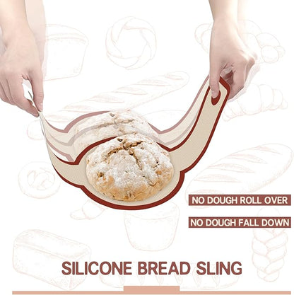 Silicone Bread Sling for Dutch Oven, 2 PCS Non-Stick & Easy Clean Reusable Silicone Bread Baking Mat with Long Handles, Easy to Transfer Sourdough Bread (Oval and Round, Red) - Image 4