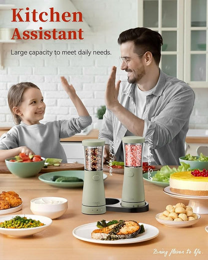 Electric Salt and Pepper Grinder Set with Storage Base, Stainless Steel Rechargeable Salt and Pepper Grinder Set with 4.5 oz Large Capacity, 1.8" Wide Mouth, Adjustable Coarseness, Ideal for Kitchen - Image 8