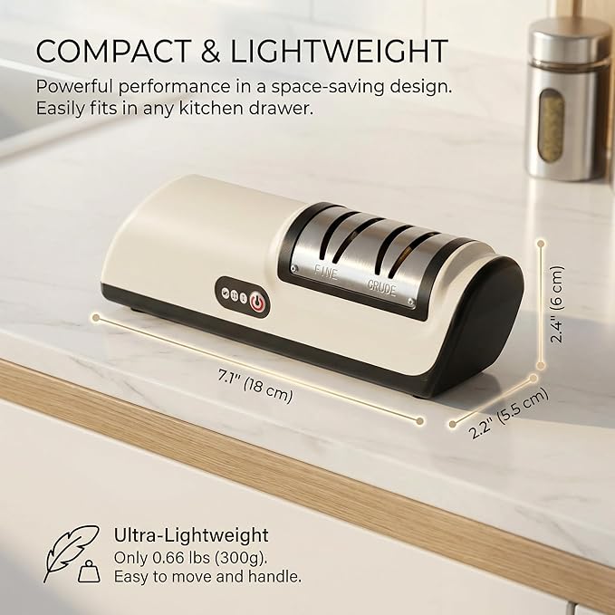 Professional Kitchen Knife Sharpener, Cordless Electric 2-Stage Precision System (Fine & Ultra-Fine), USB Rechargeable Tool-Grade Design for Kitchen Knives & Scissors, Quiet, Safe to Use - Image 2