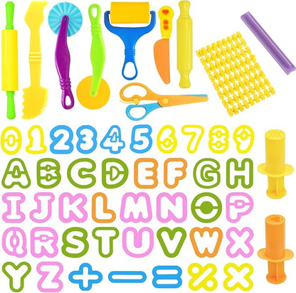 Playdough Tools Set, 58 Pcs Play Dough Sets for Kids Ages 4-8, Creative Play Dough Accessories with Clay Cutters, Roller, Molds, Safety Scissors, Educational Toys for Boys Girls