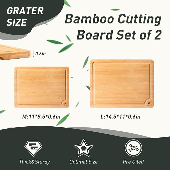 Bamboo Cutting Board Set Non Slip Feet Over Sink Chopping Board Christmas Xmas Birthday Day Gifts Ideas Grandmother Gigi Granny Nana Glamma Mawmaw Yaya Abuela Abuelita Mamaw Mimi Nonna Oma Meme - Image 2