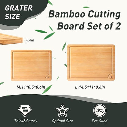 Bamboo Cutting Board Set Non Slip Feet Over Sink Chopping Board Christmas Xmas Birthday Day Gifts Ideas Grandmother Gigi Granny Nana Glamma Mawmaw Yaya Abuela Abuelita Mamaw Mimi Nonna Oma Meme - Image 2