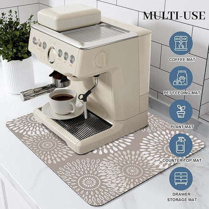 LuxStep Dish Drying Mat Super Absorbent Kitchen Counter Mat Rubber Backing Draining Mat Easy to Clean Kitchen Accessories Dish Rack Pad for Dishes, Utensils, Countertops, Sinks 15" x 18" Khaki - Image 3