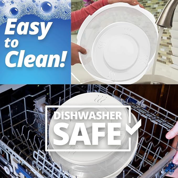 HOVER COVER Magnetic Microwave Splatter Cover with High Power, Strongest Magnetic Grip, Collapsible 12-Inch BPA-Free Food Lid, Vented Plate Guard, Dishwasher Safe, Space-Saving Storage - White - Image 9