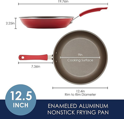 Rachael Ray Cook + Create Nonstick Frying Pan/Skillet, 12.5 Inch, Red - Image 5