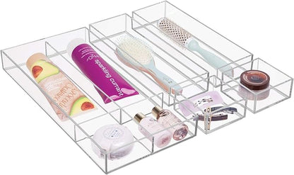 iDesign Clarity Plastic Drawer Organizer, Storage Container for Silverware, Utensils, Kitchen Gadgets in Pantry, Cabinets, Countertops, 4" x 12" x 2" - Clear