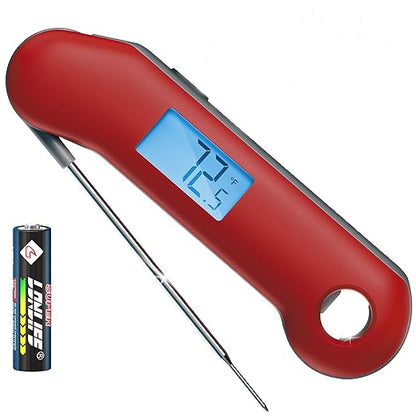 ThermoMaven Professional Digital Meat Thermometer, Ultra Fast 0.5 Sec Instant Read, NIST Certified Accurate to ±0.5°F, IP67 Waterproof, Backlit & Auto-Rotating Display, Auto Wake/Sleep, Dark Red&Gray by ThermoMaven