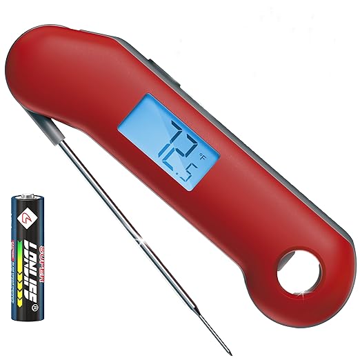 ThermoMaven Professional Digital Meat Thermometer, Ultra Fast 0.5 Sec Instant Read, NIST Certified Accurate to ±0.5°F, IP67 Waterproof, Backlit & Auto-Rotating Display, Auto Wake/Sleep, Dark Red&Gray by ThermoMaven